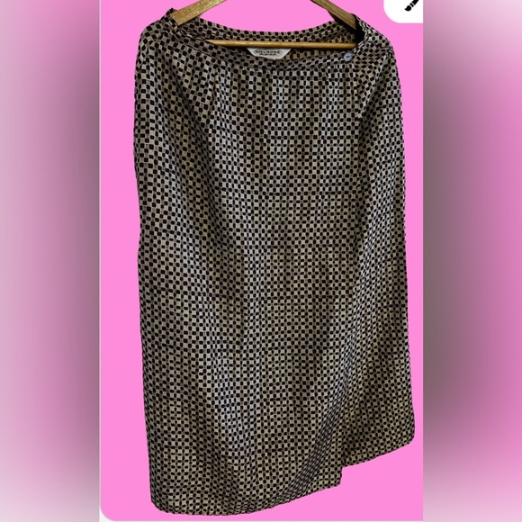 Melrose Floral Collectible Maxi Skirt 100% Silk stamp Two Buttons Vintage brown - Picture 5 of 16